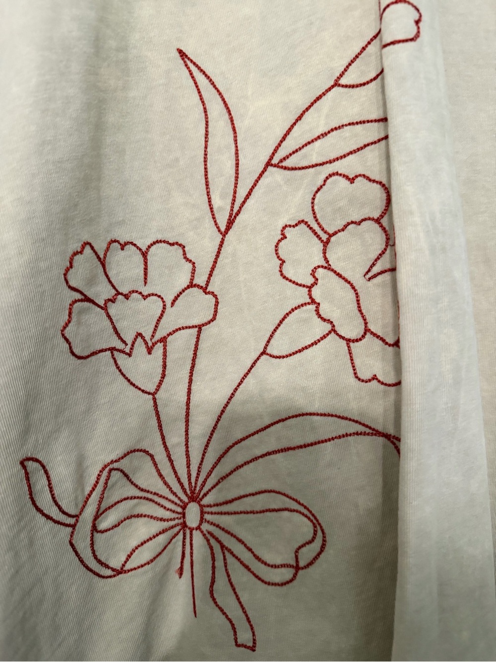 Free People Denim and Bone Swan Doodle Embroidered oversized crafty Medium - Picture 4 of 10